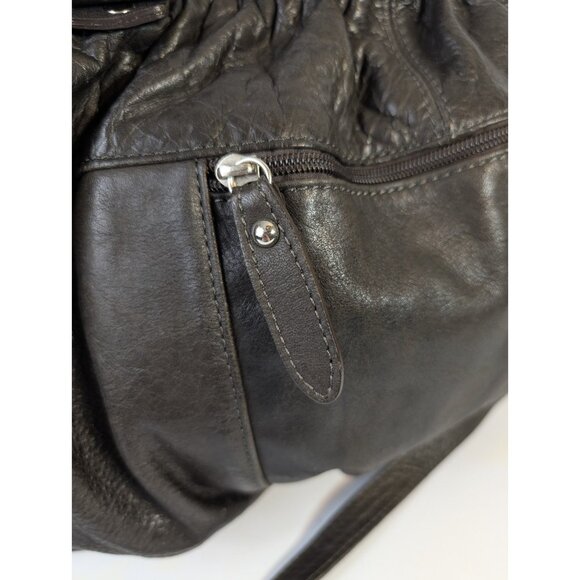 Vera Pelle Leather Purse Slouch Hobo Bag Made in Italy Brown 12” x 18” - Picture 2 of 13